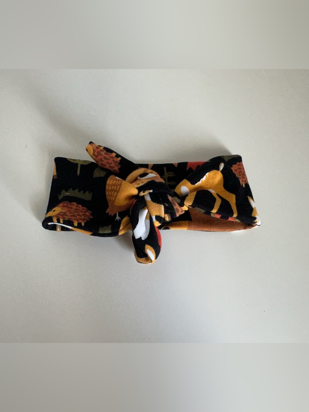 Infant- 3years Knotted Headband in Black & Mustard Animal Print